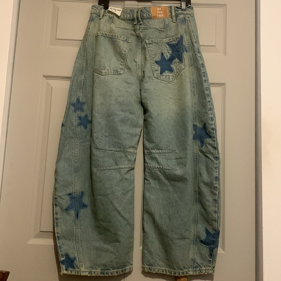 Free People We The Free Good luck Shadow Patch Barrel Jeans - Picture 6 of 11